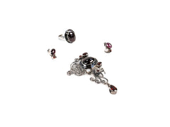 Set Bijuterii din Argint 925 - Cercei, Inel, Pandantiv - Garnet, Rubin - Marime 7 / Reglabil - Alb