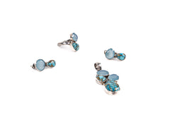 Set Bijuterii din Argint 925 - Cercei, Inel, Pandantiv - Turcoaz - Marime 7 / Reglabil - Bleu