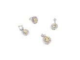 Set Bijuterii din Argint 925 - Cercei, Inel, Pandantiv - Zirconia - Marime 8 - Auriu