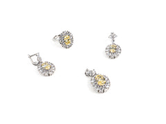 Set Bijuterii din Argint 925 - Cercei, Inel, Pandantiv - Zirconia - Marime 8 - Auriu