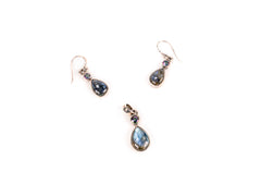 Set Bijuterii din Argint 925 - Cercei, Pandantiv - Labradorit - Verde