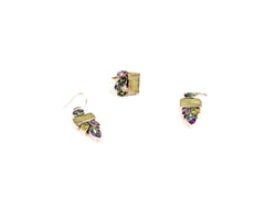 Set Bijuterii din Argint 925 - Cercei, Inel - Ametist, Peridot - Marime 9 / Reglabil - Violet