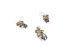 Set Bijuterii din Argint 925 - Cercei, Pandantiv - Citrin - Violet