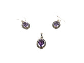 Set Bijuterii din Argint 925 - Cercei, Pandantiv - Ametist - Violet #1