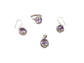 Set Bijuterii din Argint 925 - Cercei, Inel - Ametist - Marime 9 - Violet