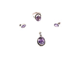 Set Bijuterii din Argint 925 - Cercei, Inel, Pandantiv - Ametist - Marime 8 / Reglabil - Violet #2