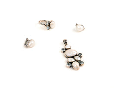 Set Bijuterii din Argint 925 - Cercei, Inel, Pandantiv - Aquamarine - Marime 8 / Reglabil - Bleu