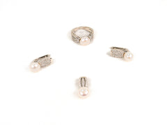 Set Bijuterii din Argint 925 - Cercei, Inel, Pandantiv - Zirconia - Marime 6 - Argintiu