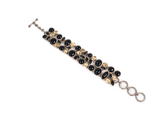 Bratara din Argint 925 - cu Onix, Citrin - Reglabila - 200mm x 20mm - Auriu