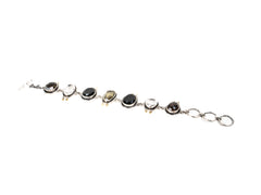 Bratara din Argint 925 - cu Cuart Fumuriu, Peridot, Onix - Reglabila - 200mm x 15mm - Multicolor