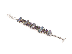 Bratara din Argint 925 - cu Ametist, Perla Sidefata - Reglabila - 200mm x 20mm - Violet