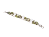 Bratara din Argint 925 - cu Serafinit, Peridot - Reglabila - 210mm x 20mm - Alb