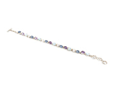 Bratara din Argint 925 - cu Ametist, Larimar - Reglabila - 210mm x 10mm - Mov, Bleu