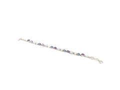 Bratara din Argint 925 - cu Ametist, Larimar - Reglabila - 210mm x 10mm - Mov, Bleu