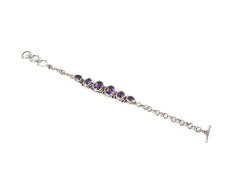 Bratara din Argint 925 - cu Ametist - Reglabila - 200mm x 10mm - Violet