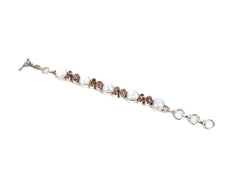 Bratara din Argint 925 - cu Rodocrozit, Perla Sidefata - Reglabila - 200mm x 10mm - Alb, Roz