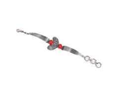 Bratara din Argint 925 - cu Coral - Reglabila - 190mm x 30mm - Roșu