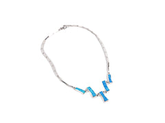 Lantisor din Argint 925 - cu Opal - Fixa - 400mm x 15mm - Albastru
