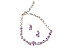 Set Bijuterii din Argint 925 - Cercei, Lant - Ametist - Violet