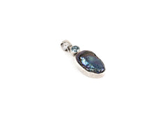Pandantiv din Argint 925 cu Aquamarine si Perla Baroc Bleu - 30mm x 15mm
