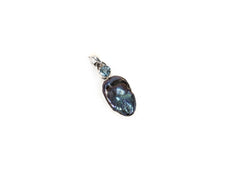 Pandantiv din Argint 925 cu Aquamarine si Perla Baroc Bleu - 30mm x 15mm