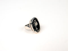 Inel din Argint 925 cu Cuart Rutilat Negru - Marime 9
