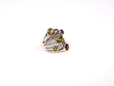 Inel din Argint 925 cu Citrin, Peridot, Ametist, Rubin Multicolor - Marime 8.5