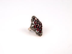 Inel din Argint 925 cu Marcasite Grena - Marime 6.5