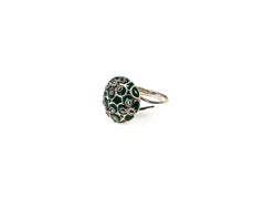 Inel din Argint 925 cu Email Verde - Marime 8