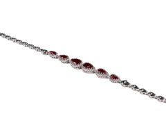 Bratara din Argint 925 - cu Zirconia - Fixa - 180mm x 10mm - Roșu