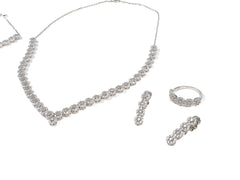 Set Bijuterii din Argint 925 - Cercei, Lant, Inel, Bratara - Zirconia - Marime 8 - Argintiu