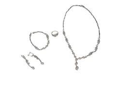 Set Bijuterii din Argint 925 - Cercei, Inel, Lant, Bratara - Zirconia - Marime 6 - Argintiu #1