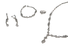 Set Bijuterii din Argint 925 - Cercei, Inel, Lant, Bratara - Zirconia - Marime 6 - Argintiu #1
