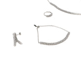 Set Bijuterii din Argint 925 - Cercei, Inel, Lant, Bratara - Zirconia - Marime 6.5 - Argintiu
