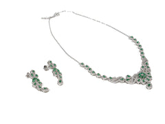Set Bijuterii din Argint 925 - Cercei, Lant - Zirconia - Verde