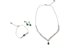 Set Bijuterii din Argint 925 - Cercei, Lant, Bratara - Zirconia - Argintiu