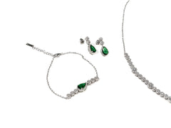 Set Bijuterii din Argint 925 - Cercei, Lant, Bratara - Zirconia - Argintiu