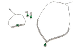 Set Bijuterii din Argint 925 - Cercei, Lant, Bratara - Zirconia - Argintiu