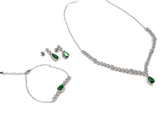 Set Bijuterii din Argint 925 - Cercei, Lant, Bratara - Zirconia - Argintiu