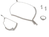 Set Bijuterii din Argint 925 - Cercei, Inel, Lant, Bratara - Zirconia - Marime 9 - Argintiu