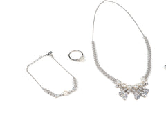 Set Bijuterii din Argint 925 - Cercei, Inel, Lant, Bratara - Zirconia - Marime 7.5 - Argintiu #2