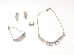 Set Bijuterii din Argint 925 - Cercei, Inel, Lant, Bratara - Zirconia - Marime 8 - Argintiu