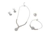 Set Bijuterii din Argint 925 - Cercei, Inel, Lant, Bratara - Zirconia - Marime 8 / Reglabil - Argintiu #2