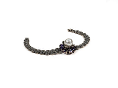 Bratara din Argint 925 - cu Perla, Marcasite - Fixa - 190mm x 10mm - Violet