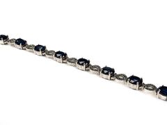 Bratara din Argint 925 - cu Marcasite - Fixa - 190mm x 5mm - Albastru #1