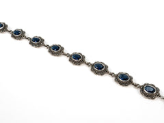 Bratara din Argint 925 - cu Marcasite - Fixa - 170mm x 10mm - Albastru #2
