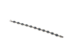 Bratara din Argint 925 - cu Marcasite - Fixa - 190mm x 5mm - Albastru #3