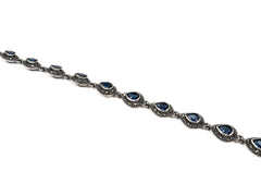 Bratara din Argint 925 - cu Marcasite - Fixa - 190mm x 5mm - Albastru #3