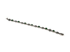 Bratara din Argint 925 - cu Marcasite - Fixa - 190mm x 7mm - Verde