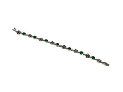 Bratara din Argint 925 - cu Marcasite - Fixa - 190mm x 7mm - Verde